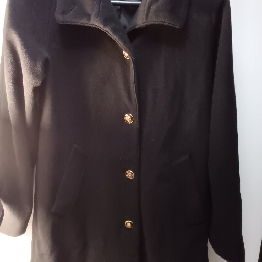 DENNIS BASSO BLACK wool. and Cashmere and nylon women's size small winter coat.